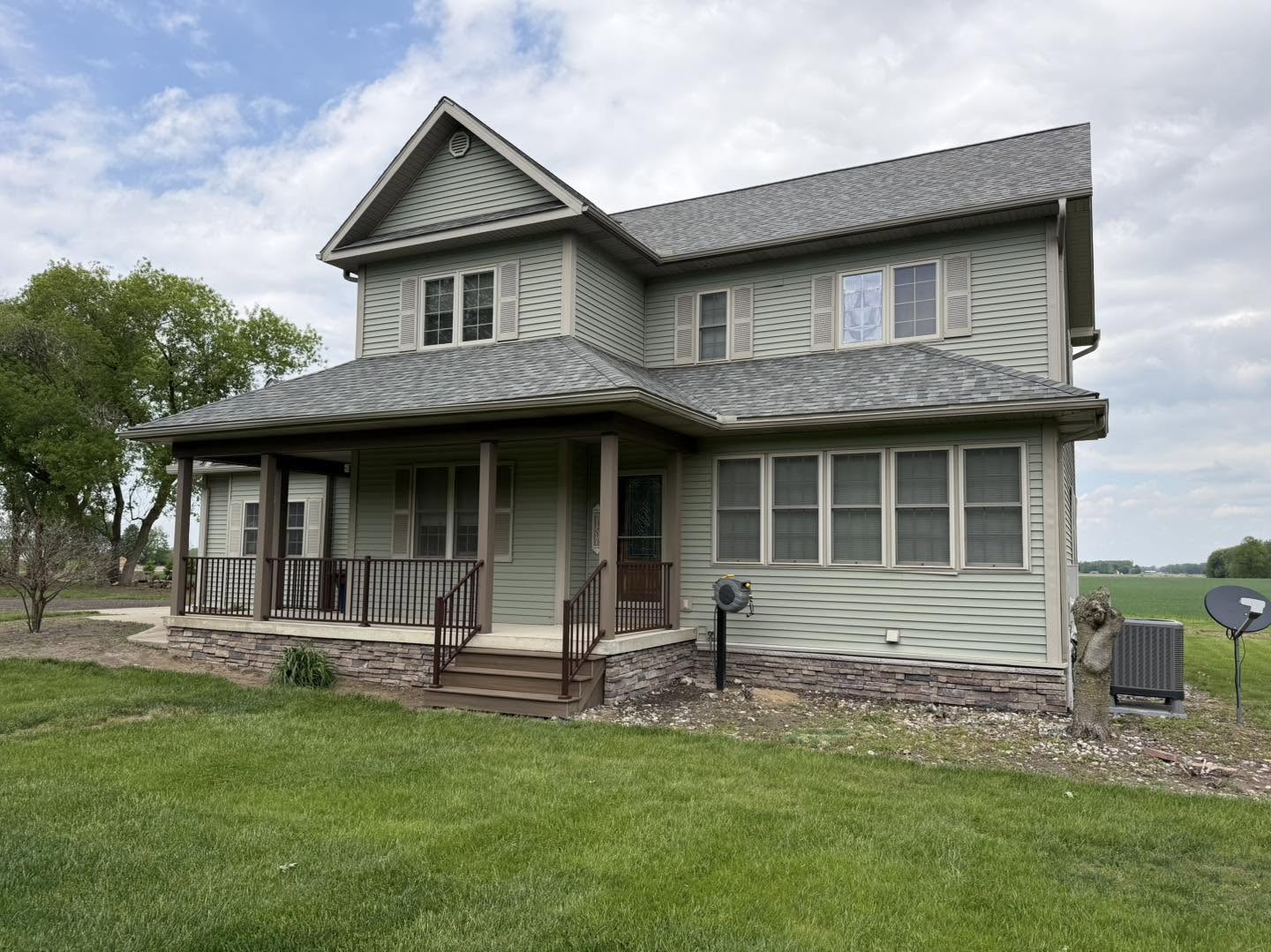 Finished covered porch on a rural Michigan home